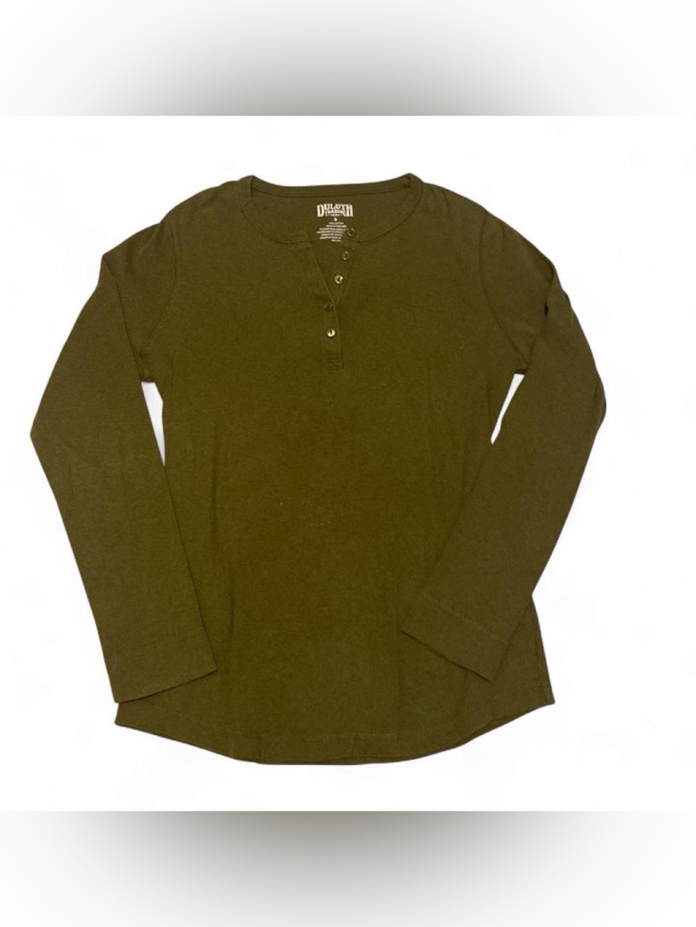 Duluth Trading Woman’s Long Sleeve Henley Shirt - Olive Green
